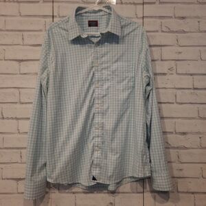 Untuckit Men's Size XL Button Up Shirt Blue Green Check Long Sleeve Pocket